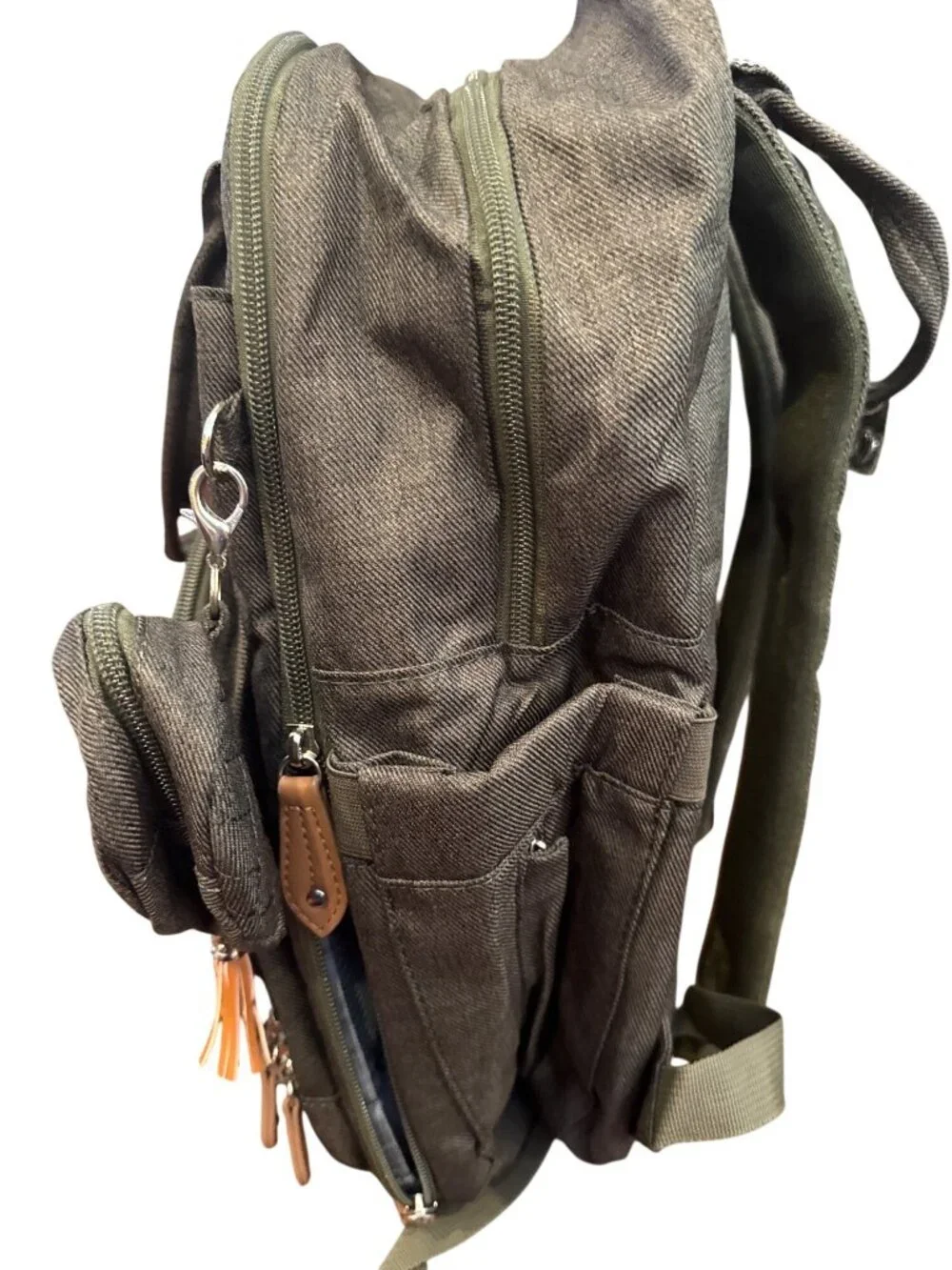 Dikaslon Diaper Bag Backpack Olive Green Quilted Travel Baby Bag Changing Pad